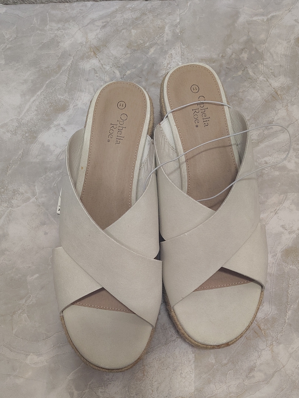 Ophelia Rose Cream Cross‑Strap Espadrille Mule